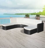 VidaXL 4-delige Loungeset met kussens poly rattan zwart