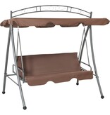 VidaXL Schommelbank voor buiten met luifel converteerbaar koffiekleur