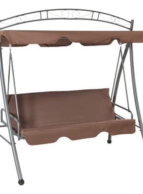 VidaXL Schommelbank voor buiten met luifel converteerbaar koffiekleur