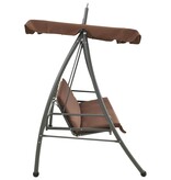 VidaXL Schommelbank voor buiten met luifel converteerbaar koffiekleur