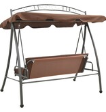 VidaXL Schommelbank voor buiten met luifel converteerbaar koffiekleur