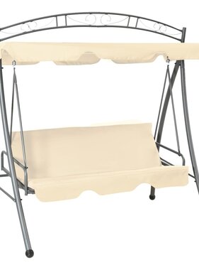 VidaXL Schommelbank voor buiten met luifel converteerbaar zandwit