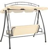 VidaXL Schommelbank voor buiten met luifel converteerbaar zandwit