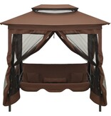 VidaXL Schommelbank met prieel converteerbaar koffiekleurig