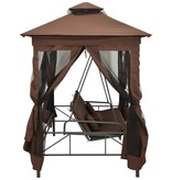 VidaXL Schommelbank met prieel converteerbaar koffiekleurig