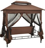 VidaXL Schommelbank met prieel converteerbaar koffiekleurig