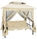 VidaXL Schommelbank met prieel converteerbaar crèmewit