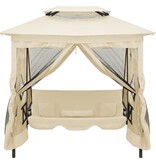 VidaXL Schommelbank met prieel converteerbaar crèmewit