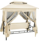 VidaXL Schommelbank met prieel converteerbaar crèmewit