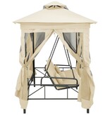 VidaXL Schommelbank met prieel converteerbaar crèmewit