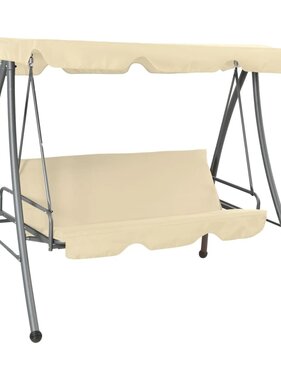 VidaXL Schommelbank voor buiten met luifel zandwit