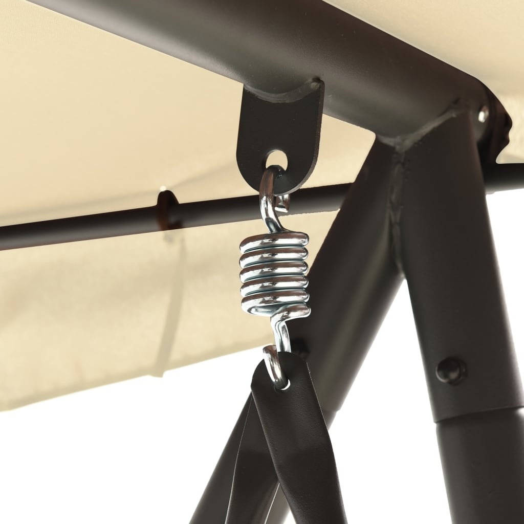 VidaXL Schommelbank voor buiten met luifel zandwit