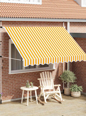 VidaXL Luifel handmatig uittrekbaar 300 cm oranje en witte strepen