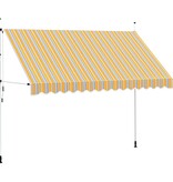 VidaXL Luifel handmatig uittrekbaar 350 cm geel en blauwe strepen