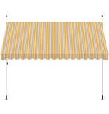 VidaXL Luifel handmatig uittrekbaar 350 cm geel en blauwe strepen