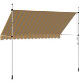 VidaXL Luifel handmatig uittrekbaar 350 cm geel en blauwe strepen