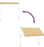 VidaXL Luifel handmatig uittrekbaar 350 cm geel en blauwe strepen