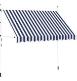 VidaXL Luifel handmatig uittrekbaar 300 cm blauw en witte strepen