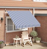 VidaXL Luifel handmatig uittrekbaar 250 cm blauw en witte strepen