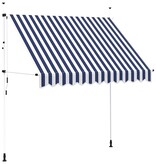 VidaXL Luifel handmatig uittrekbaar 250 cm blauw en witte strepen