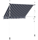 VidaXL Luifel handmatig uittrekbaar 250 cm blauw en witte strepen