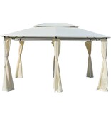 VidaXL Tuinpaviljoen met gordijnen 4x3 m wit