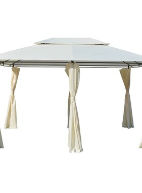 VidaXL Tuinpaviljoen met gordijnen 4x3 m wit