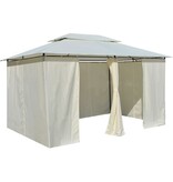 VidaXL Tuinpaviljoen met gordijnen 4x3 m wit