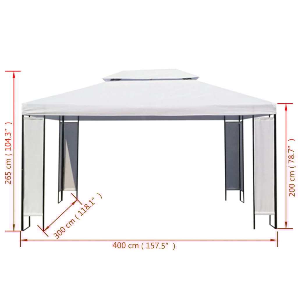 VidaXL Prieel 3x4 m wit