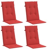 VidaXL Tuinstoelkussens 4 st hoge rug 120x50x3 cm stof rood