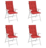 VidaXL Tuinstoelkussens 4 st hoge rug 120x50x3 cm stof rood