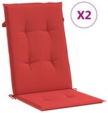VidaXL Tuinstoelkussens 2 st hoge rug 120x50x3 cm stof rood