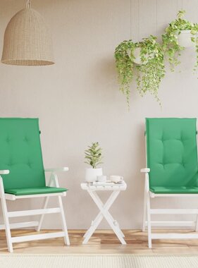 VidaXL Tuinstoelkussens 2 st hoge rug 120x50x3 cm stof groen