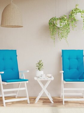 VidaXL Tuinstoelkussens 2 st hoge rug 120x50x3 cm stof blauw