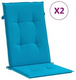 VidaXL Tuinstoelkussens 2 st hoge rug 120x50x3 cm stof blauw