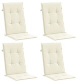 VidaXL Tuinstoelkussens 4 st hoge rug 120x50x3 cm stof crèmekleurig