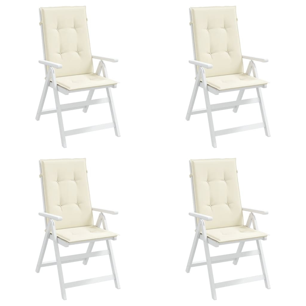 VidaXL Tuinstoelkussens 4 st hoge rug 120x50x3 cm stof crèmekleurig