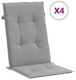 VidaXL Tuinstoelkussens 4 st hoge rug 120x50x3 cm stof grijs