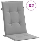 VidaXL Tuinstoelkussens rugleuning 2 st 120x50x3 cm stof grijs