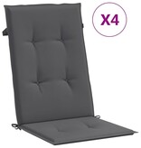 VidaXL Tuinstoelkussens rugleuning 4 st 120x50x3 cm stof antraciet