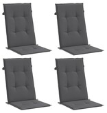 VidaXL Tuinstoelkussens rugleuning 4 st 120x50x3 cm stof antraciet