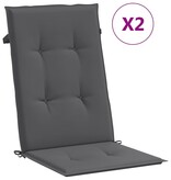 VidaXL Tuinstoelkussens rugleuning 2 st 120x50x3 cm stof antraciet