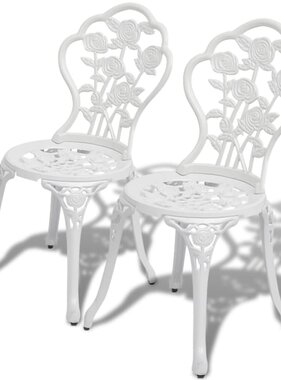 VidaXL Bistrostoelen 2 st gietaluminium wit