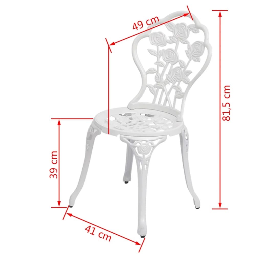VidaXL Bistrostoelen 2 st gietaluminium wit