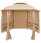 VidaXL Tuinpaviljoen met gordijnen hexagonaal 360x265 cm