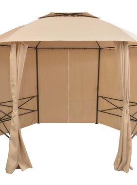 VidaXL Tuinpaviljoen met gordijnen hexagonaal 360x265 cm