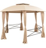 VidaXL Tuinpaviljoen met gordijnen hexagonaal 360x265 cm