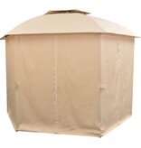 VidaXL Tuinpaviljoen met gordijnen hexagonaal 360x265 cm