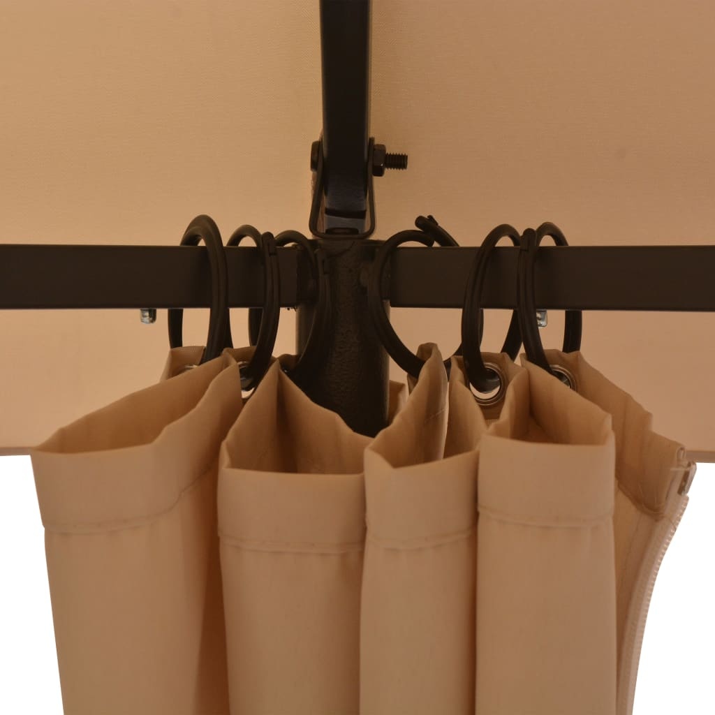 VidaXL Tuinpaviljoen met gordijnen hexagonaal 360x265 cm