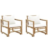 VidaXL Tuinstoelen 2 st met kussens bamboe